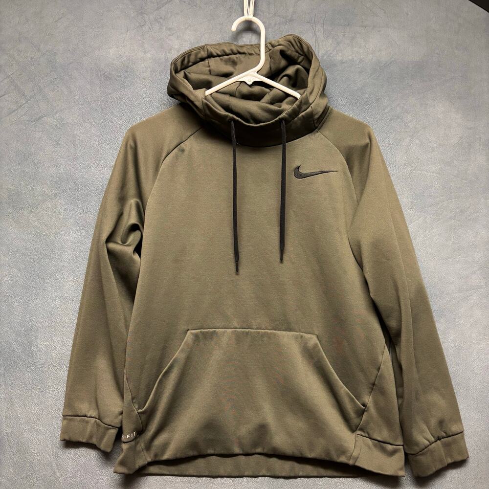 Nike Dri Fit Military Sweatshirt Embroidered Logo Swoosh Hooded Pullover Jumper